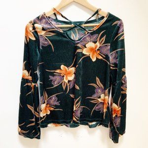 current + project floral velvet blouse
